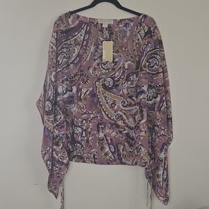 Michael Kors Purple Paisley Dolman Sleeve Blouse